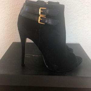 Steve Madden Shoes - Black Suede Steve Madden Peep Toe Booties Steve Madden Shoes - Black Suede Steve Madden Peep Toe Booties